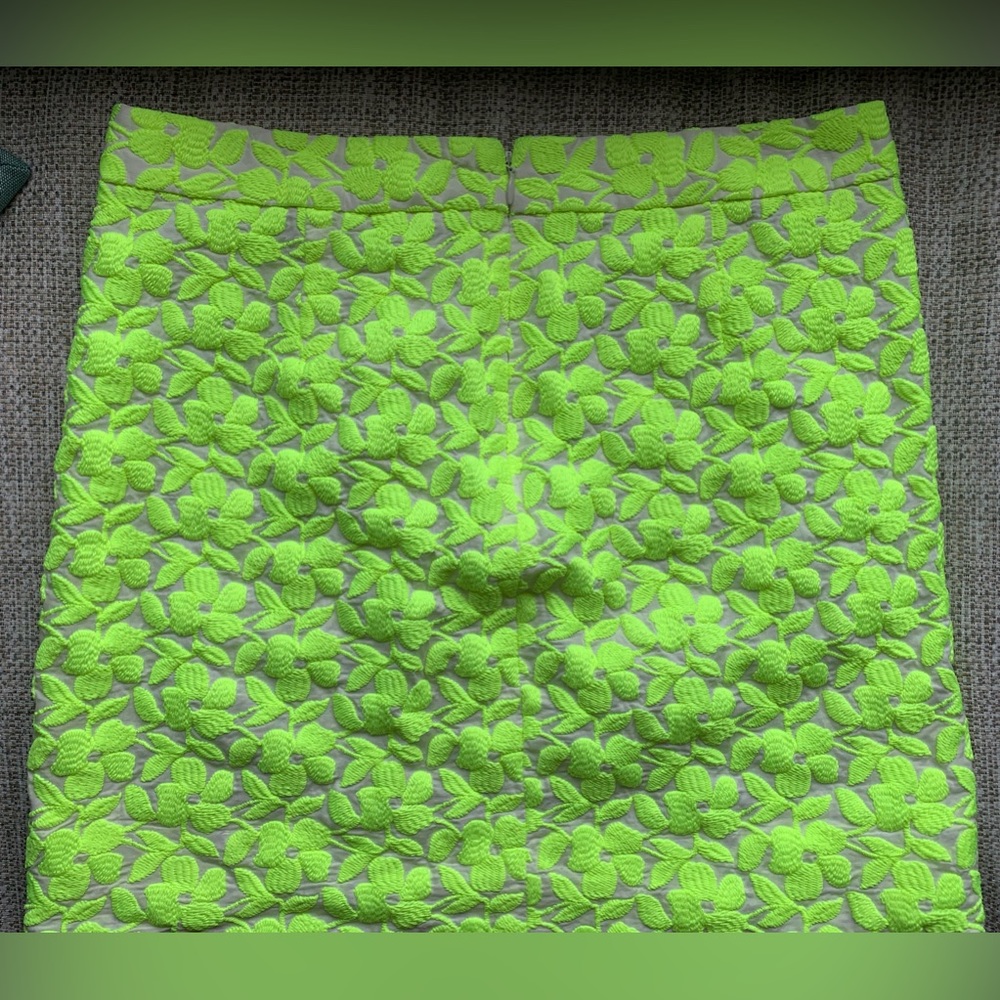 J.Crew Florescent Yellow Floral Skirt (4) - Picture 3 of 7